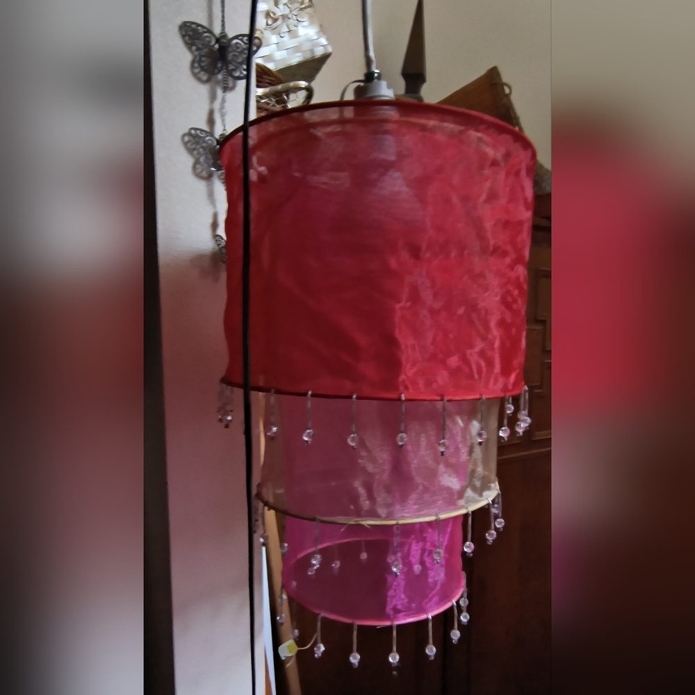 Red and Pink Hanging Lamp Shade